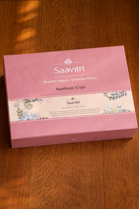 Buy Saavitri Sambrani Cups (Havan Cups) – natural dhoop cups for pooja, home purification & positive energy. Long-lasting, traditional fragrance.