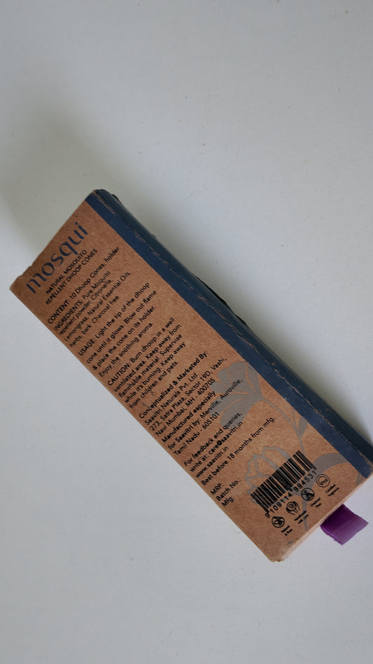 Mosqui Natural Mosquito Repellent Dhoop Cones | Herbal Anti Mosquito Incense Cones | Organic Mosquito Repellent for Home and Outdoor